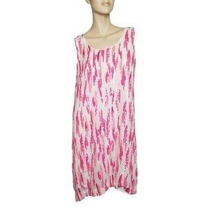 Sigrid Olsen Sequin Pink White Shift Dress Sleeveless Tank Dress Medium Barbie